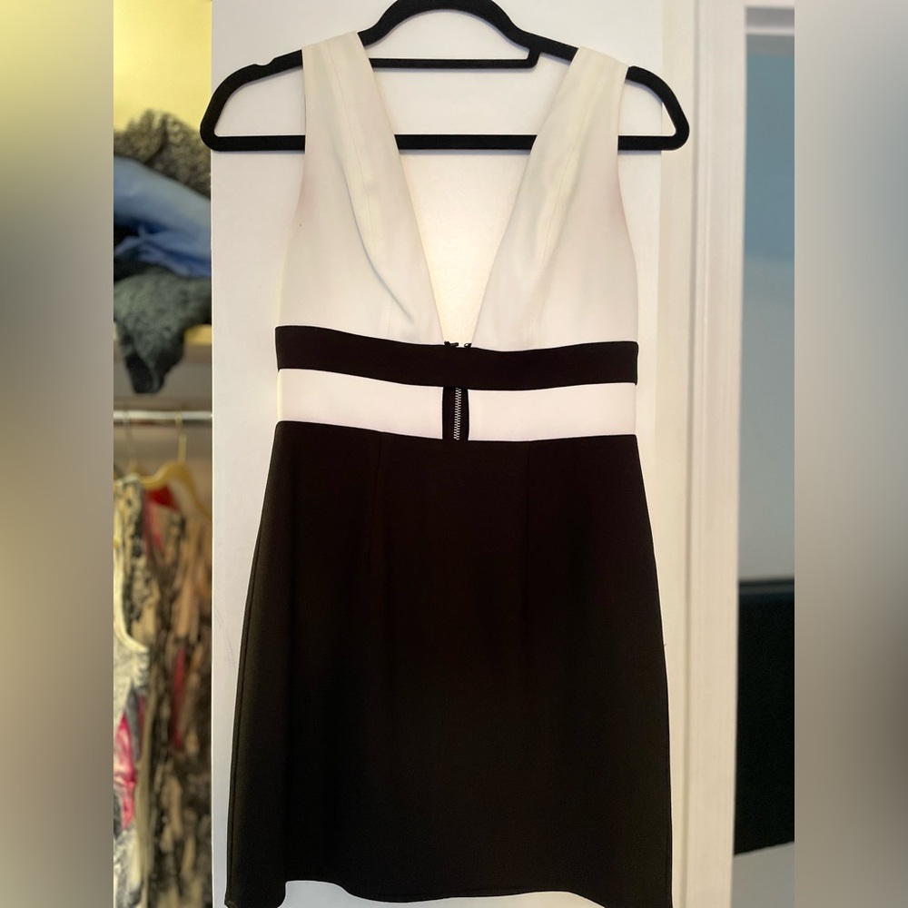 Black and white cocktail low cut dress size small